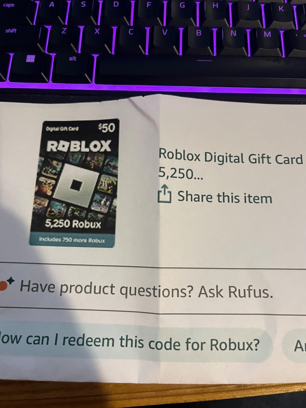 Roblox Digital Gift Card - 5,250 Robux [Includes Exclusive Virtual Item] [Digital Code] customer photo 1