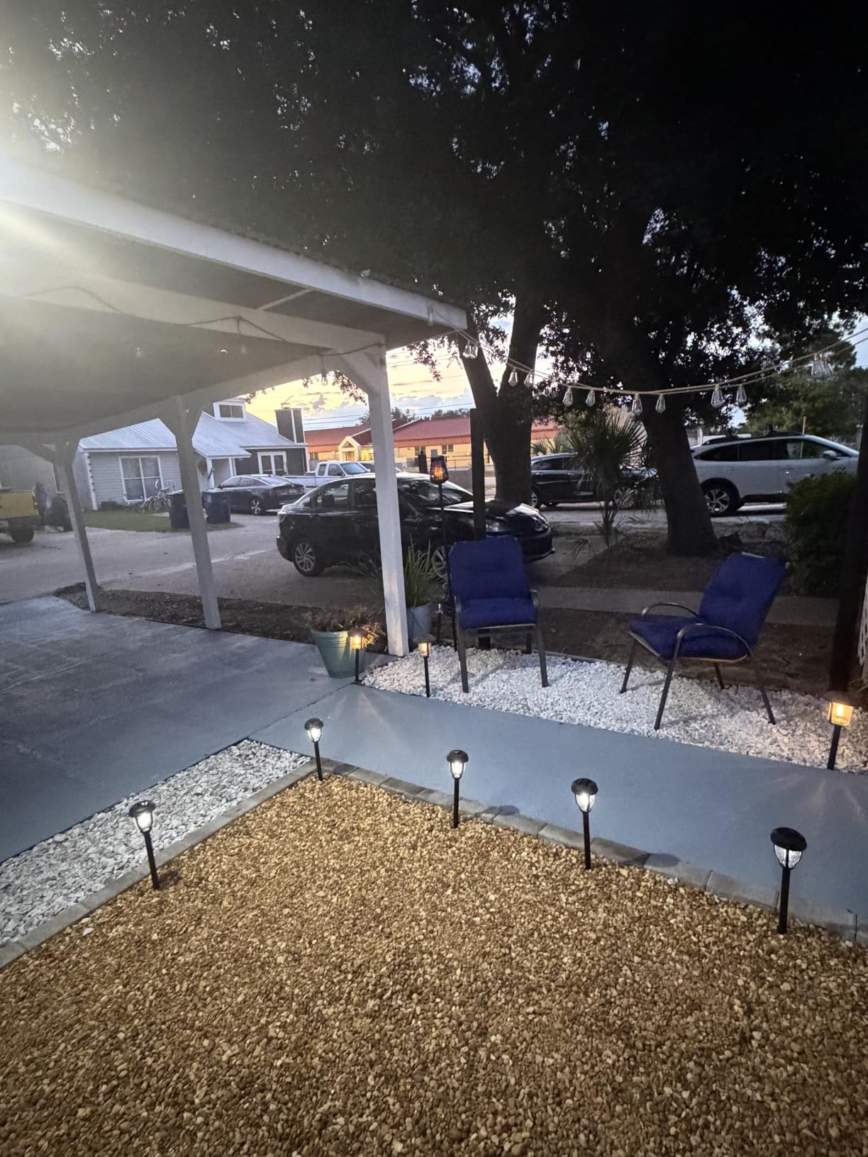 HMCITY Solar Lights Outdoor 120 LED with 3 Lighting Modes, Motion Sensor Wall Lights,IP65 Waterproof Solar Powered for Garden Patio Yard (Back Button 2Packs, Black Shell-Daylight White) customer photo 1