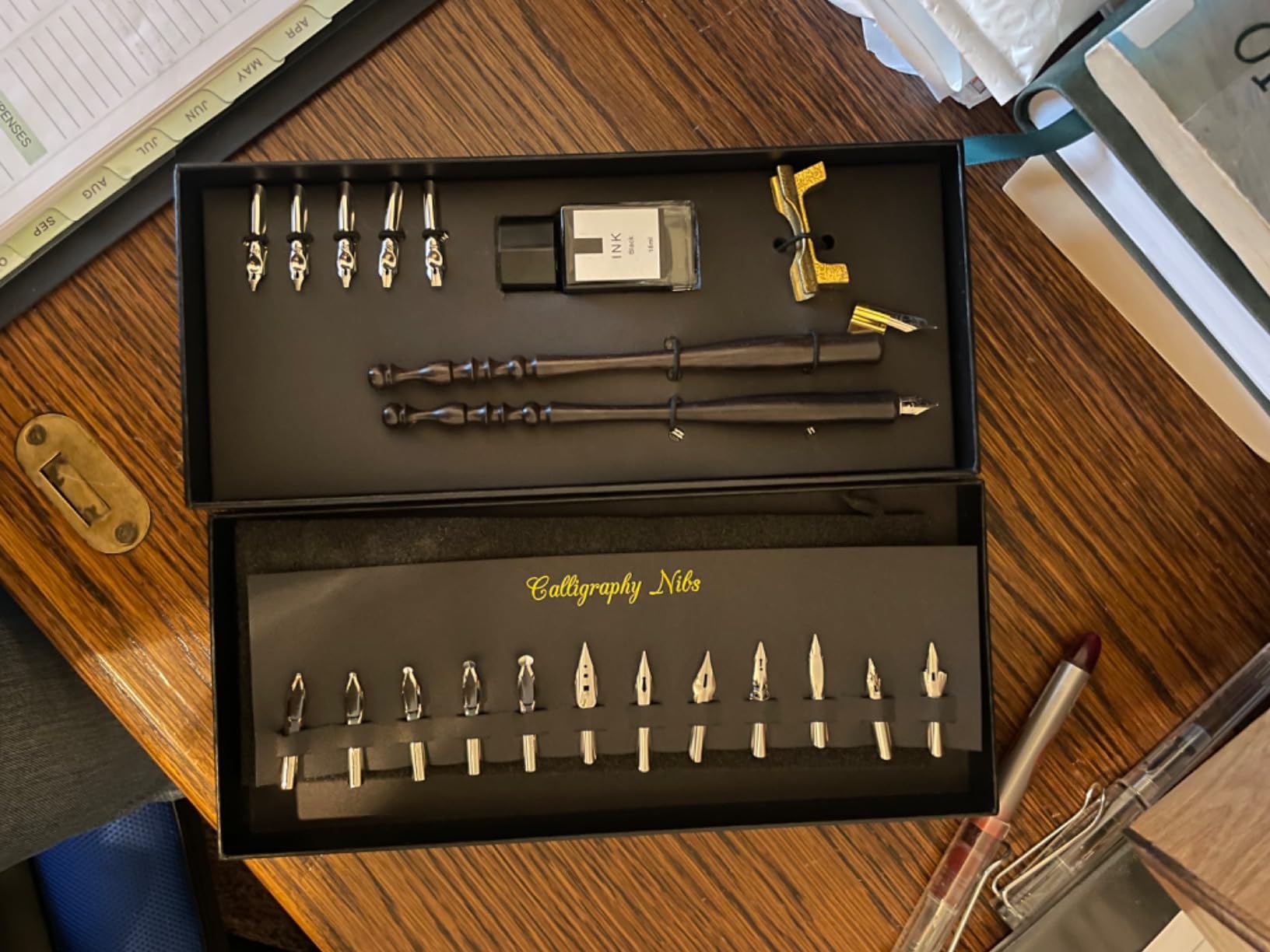 Calligraphy Set for Beginners, Dip Pen Set with 19 Nibs, Oblique Pen Holder, Wooden Pen Set customer photo 2