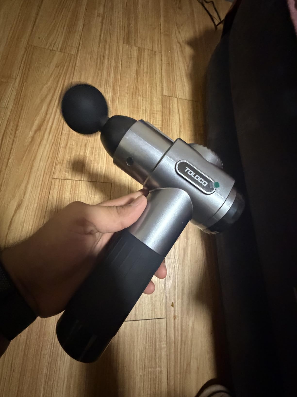 TOLOCO Massage Gun, Deep Tissue Back Massage for Athletes for Pain Relief, Percussion Massager with 10 Massages Heads & Silent Brushless Motor, Fathers Day Dad Gifts, Grey customer photo 2