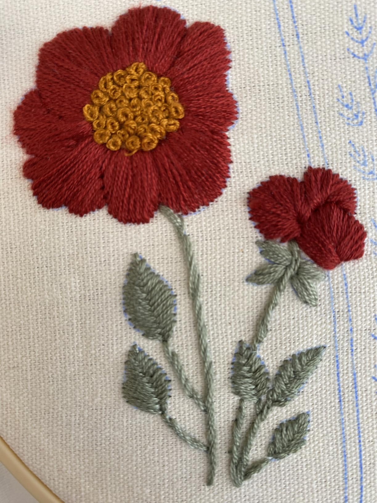 Uphome 3 Pack Embroidery Starter Kit for Beginners Stamped Cross Stitch Kits with Cute Flowers and Plants Patterns with 1 Embroidery Hoop and Color Threads for Adults Kids customer photo 1