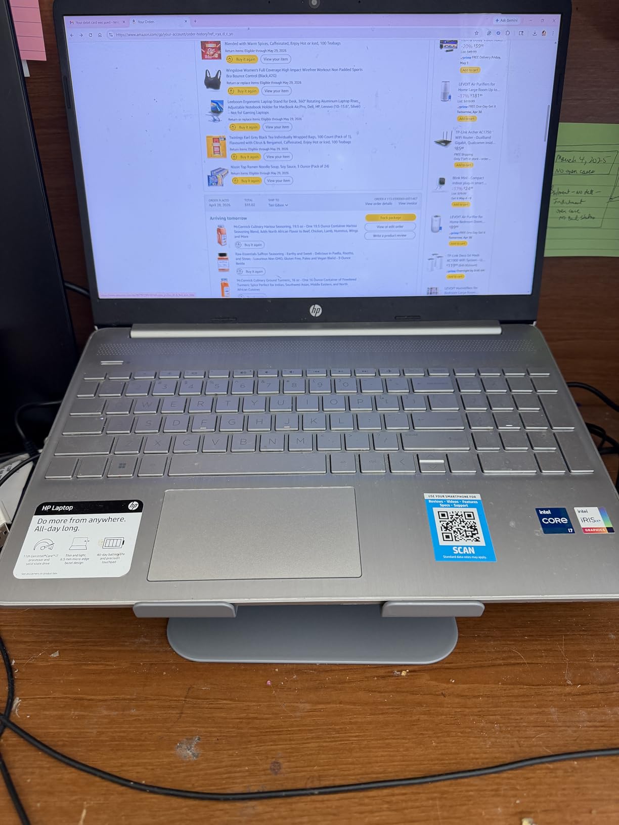 Leeboom Laptop Stand for Desk, Adjustable Foldable Aluminum Riser, Silver customer photo 2