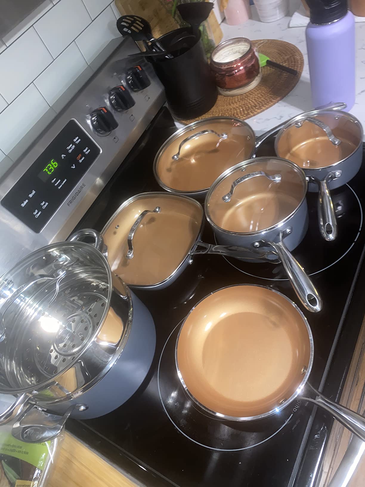 GOTHAM STEEL 12 Pc Ceramic Cookware Set, Diamond & Titanium Reinforced customer photo 2