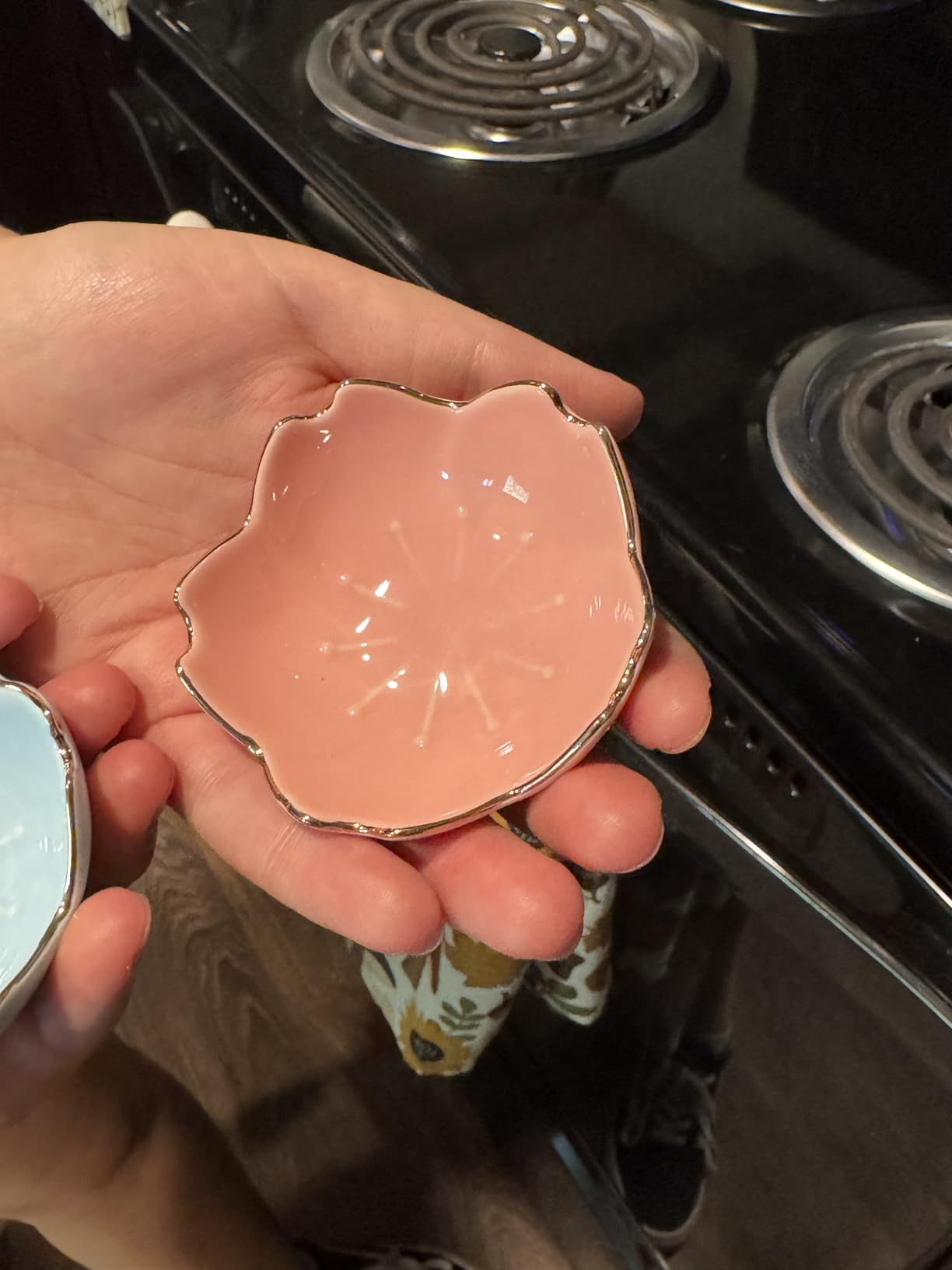 VanEnjoy Set of 4 Ceramic Seasoning Dishes Dish Sushi Dipping Bowl, Cherry Blossom Sauce Tea Bag Holder Serving Dish for Kitchen customer photo 2