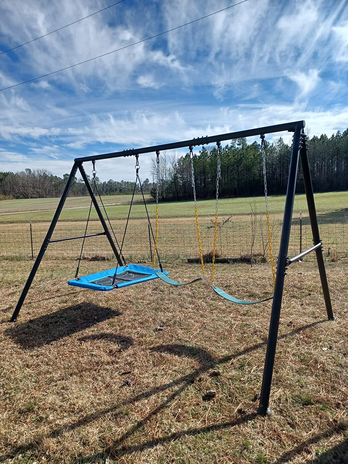 Hapfan 600lb Heavy Duty Swing Set for Outdoor Backyard with 3 Swings Black customer photo 1
