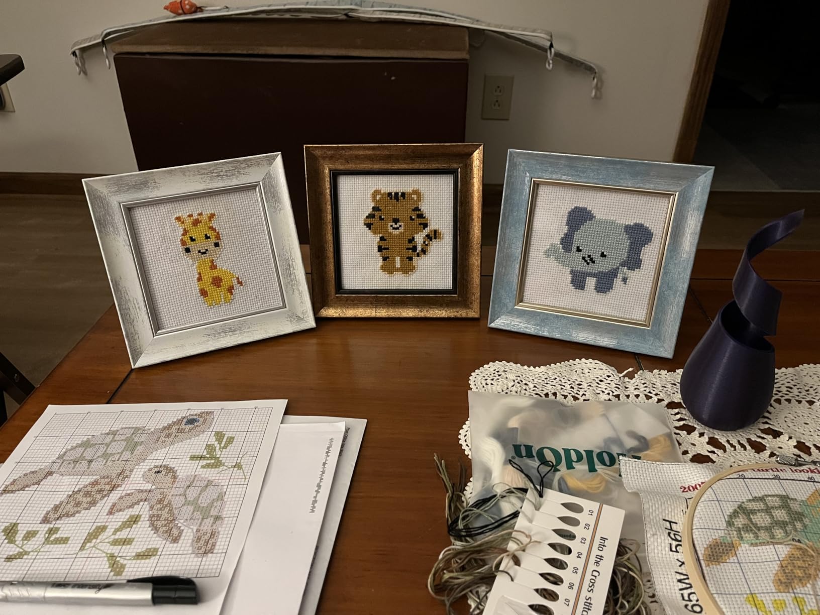 Stamped Cross Stitch Kits for Beginners Adults, Rose Poppy Pansy Sunflower customer photo 1