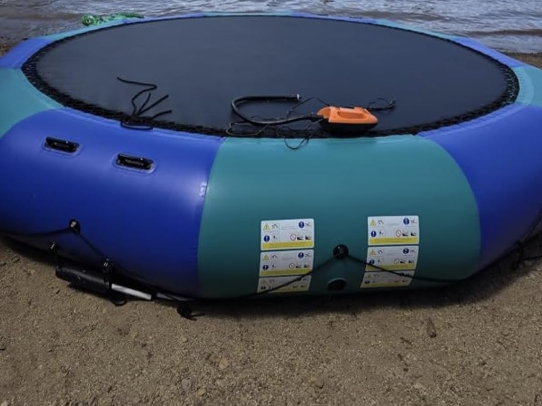Goplus Inflatable Water Trampoline, 10FT/12FT/15FT Recreational Water Bouncer w/Electric Inflator, Rope Ladder, Mooring Ropes, Anchor, Adults Youth Bounce Swim Platform for Lakes, Pools customer photo 1