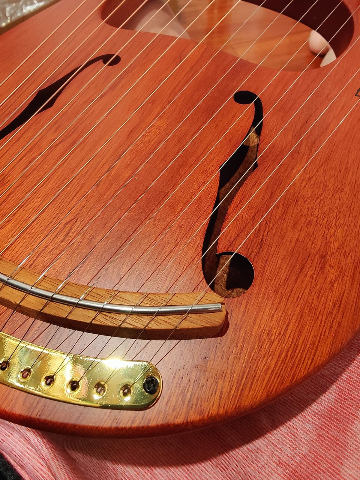 Lotkey Lyre Harp,16 Metal Strings Iron Saddle Mahogany Lyre Harp with Tunning Wrench, Extract Strings, Manual and Gig Bag customer photo 2