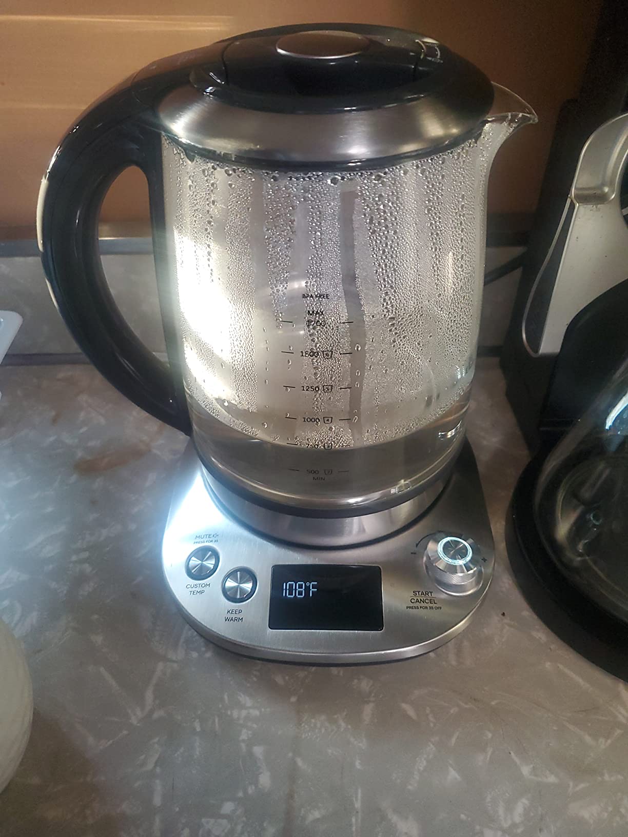 Mecity Electric Tea Kettle with Removable Infuser, 9 Preset Brewing Programs, Temperature Control, 2 Hours Keep Warm, Borosilicate Glass, 1.7 Liter, 1200W customer photo 1