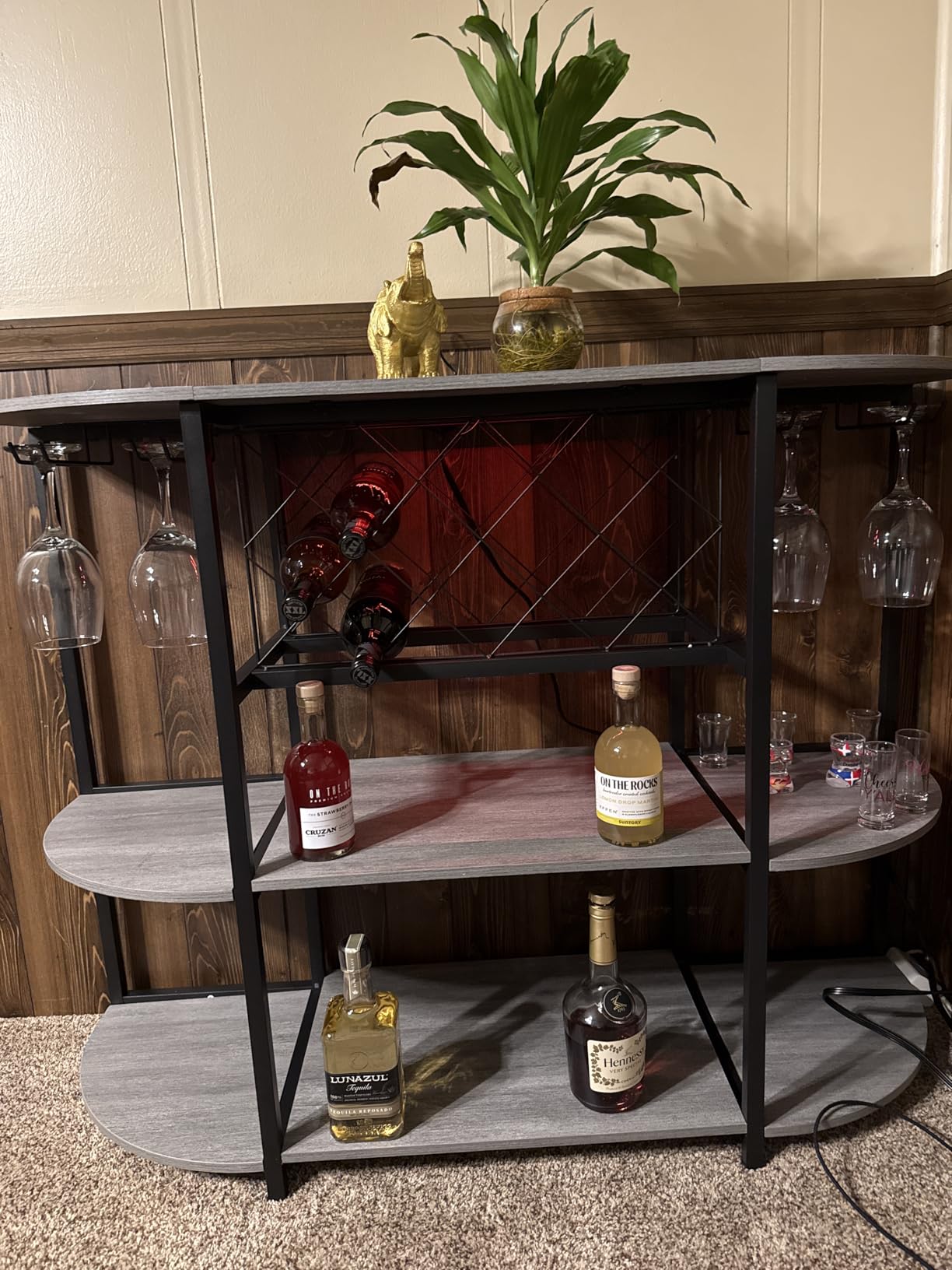Unikito Wine Bar Cabinet with LED Lights and AC Outlets with USB-C Ports customer photo 2