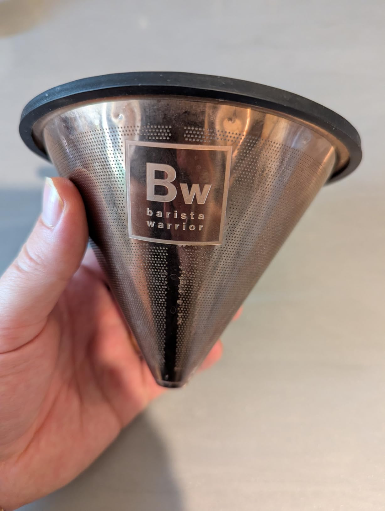 Barista Warrior Reusable Coffee Filter - Compatible for Chemex, Hario V60 & Drippers, Stainless Steel Pour Over Dripper, Easy to Clean Flavorful Brew Fine Mesh Coffee Filter - Black customer photo 2