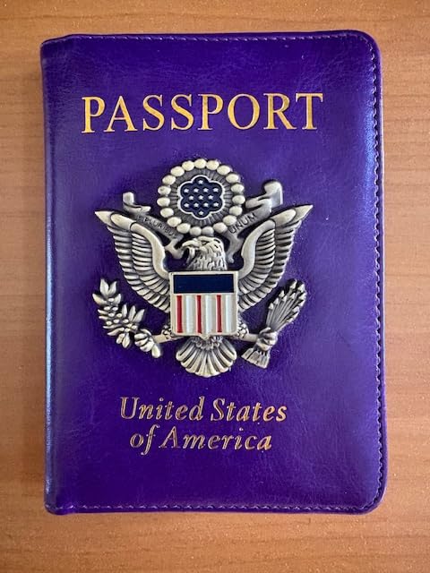 TOURSUIT RFID Blocking Passport Holder, Leather Travel Wallet, Dark Blue customer photo 2