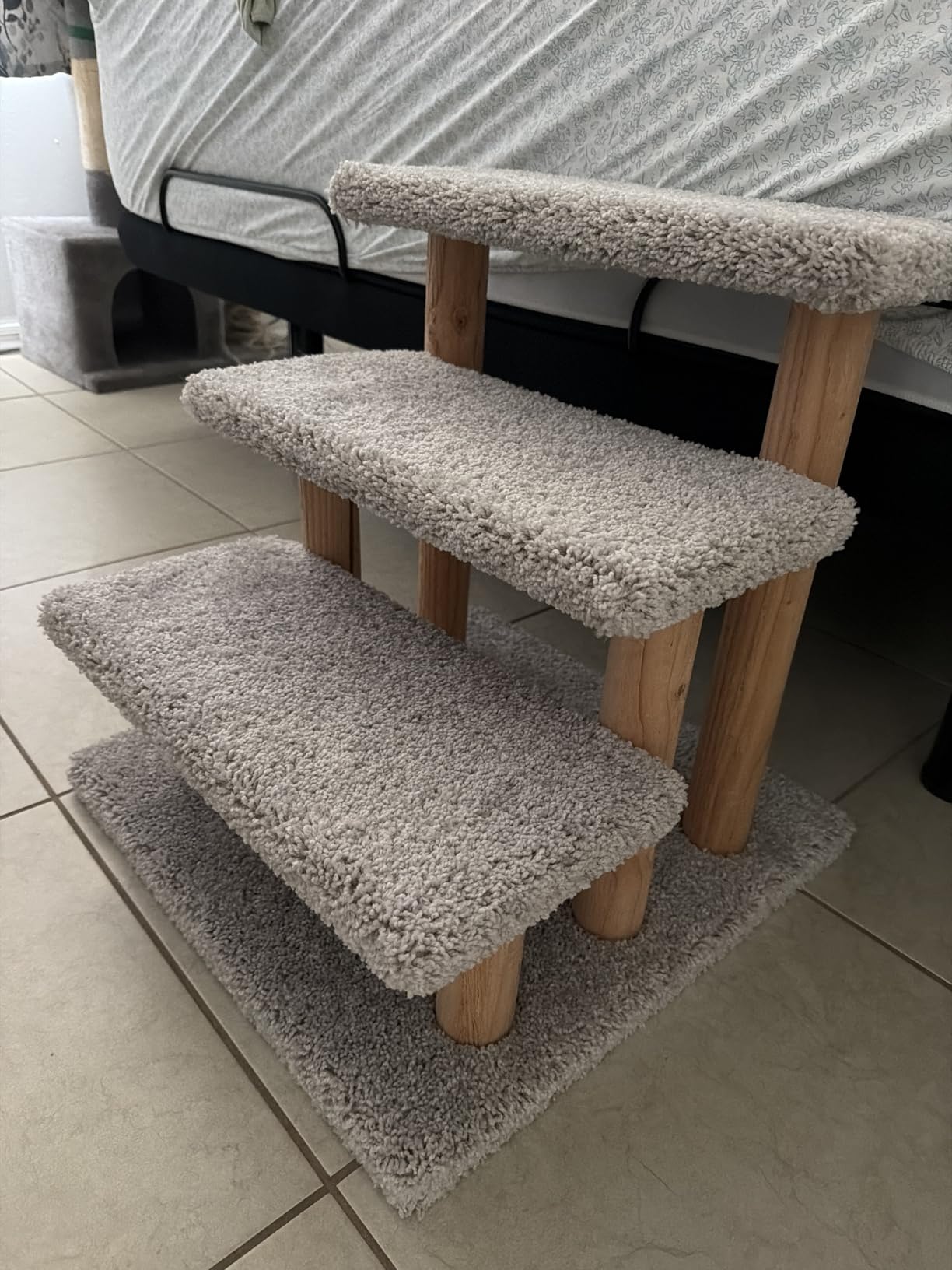 Solid Wood Stairs for Cats and Dogs, Gray Speckled customer photo 2
