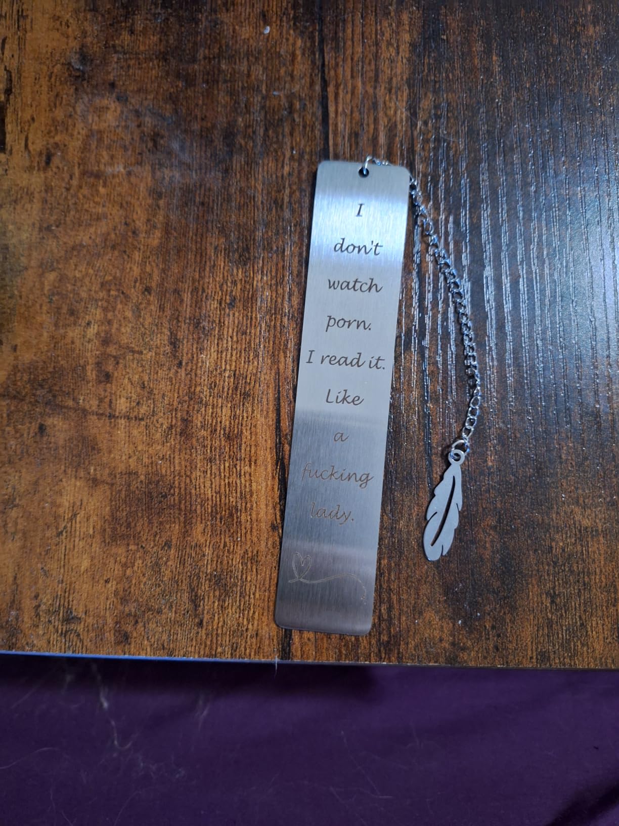Metal Bookmark Gift, Engraved Stainless Steel Leaf Pendant Book Mark customer photo 2
