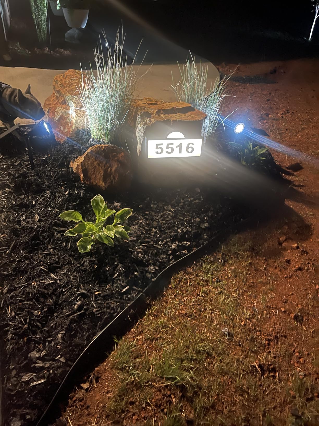 Solar House Numbers Address Sign, IP65 Waterproof Solar Address Plaque for Outside, 3200K Warm & 6500k Cold LED Illuminated House Numbers for Outdoor Wall Mounted & Home Yard Ground Address Number customer photo 2