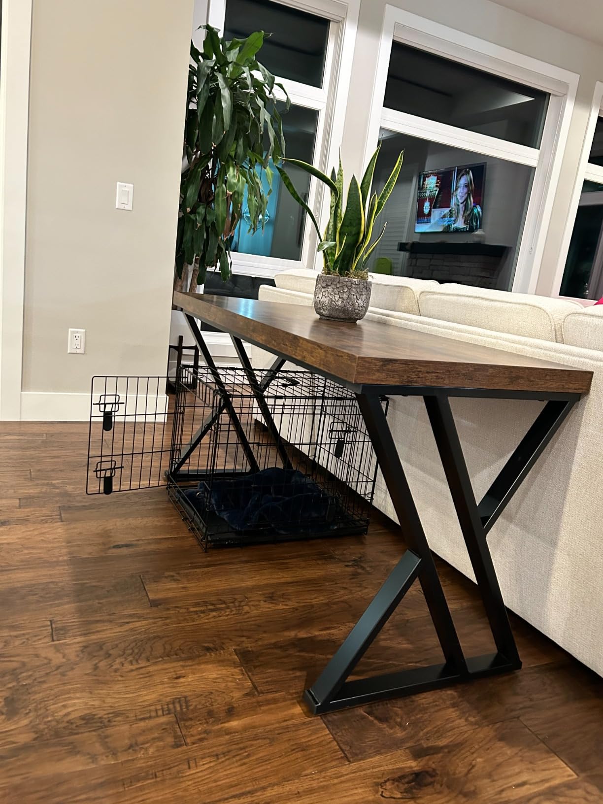 Tribesigns Writing Computer Desk, 55 inch Heavy Duty Study Desk with Z-Shaped Metal Leg, Modern Simple Home Office Computer Desk, Grey customer photo 1