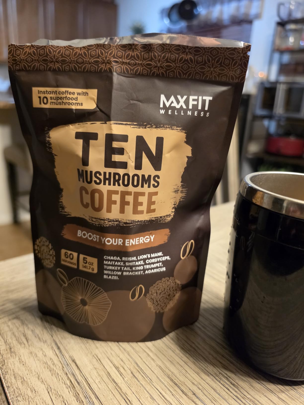 Mushroom Coffee (60 Servings) 10 Mushrooms (Lion’s Mane, Cordyceps, Turkey Tail & Other) Mixed With Gourmet Arabica Instant Immune Boosting Coffee for Focus & Gut Health Support customer photo 1