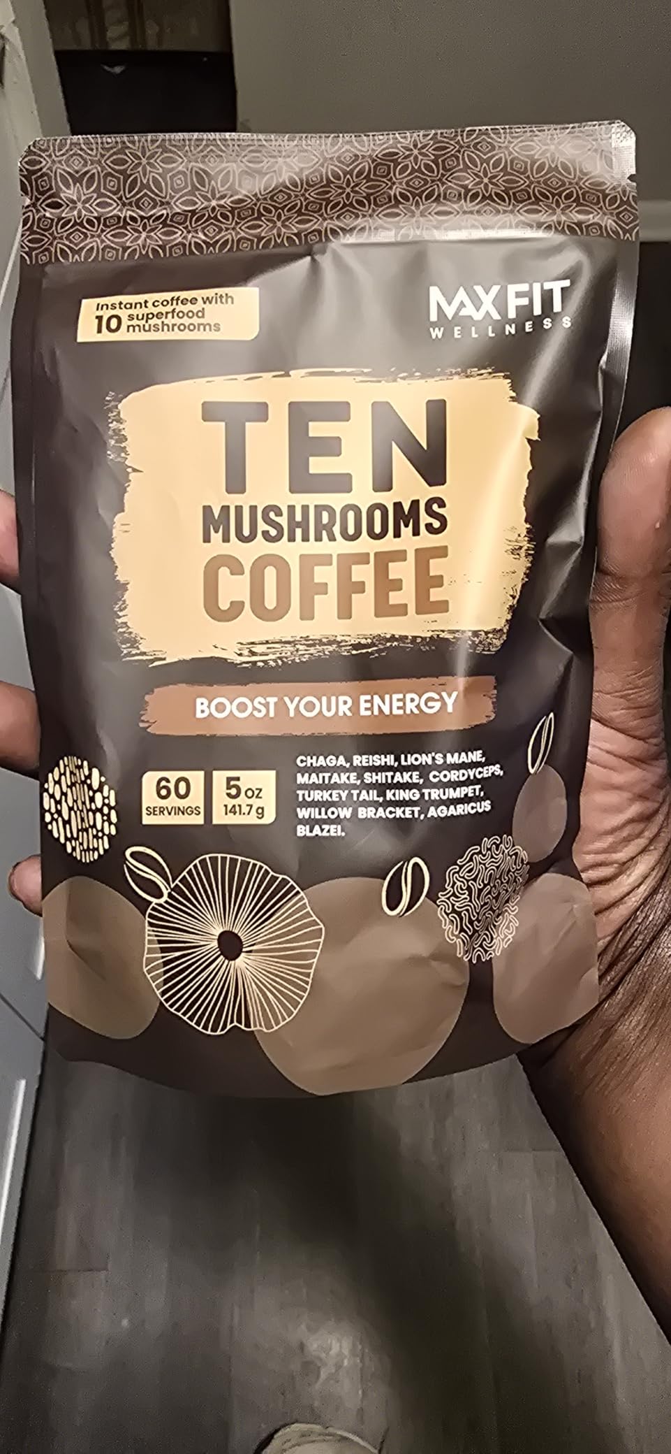 Mushroom Coffee (60 Servings) 10 Mushrooms (Lion’s Mane, Cordyceps, Turkey Tail & Other) Mixed With Gourmet Arabica Instant Immune Boosting Coffee for Focus & Gut Health Support customer photo 2