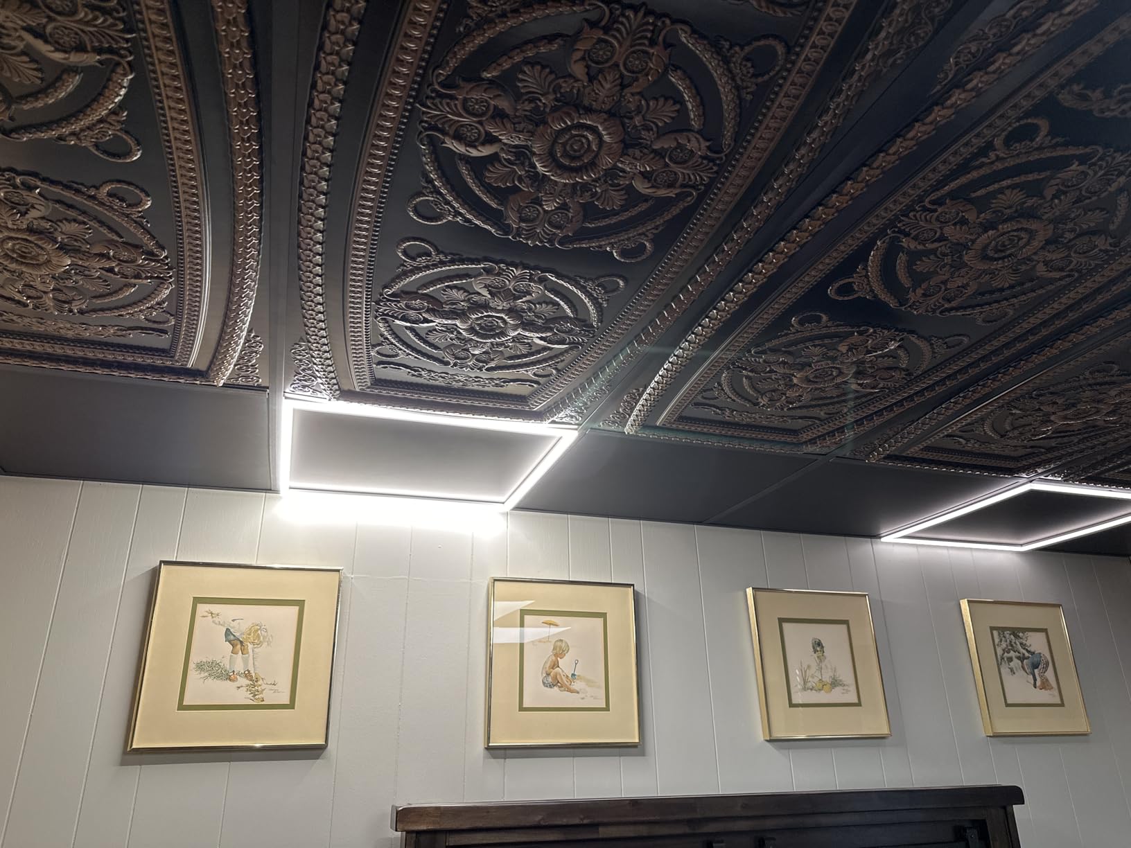 STICKGOO Smooth Drop Ceiling Tiles 2ft x 2ft, PVC Ceiling Tile 24 x 24in - Waterproof, Fire-Rated to Prevent Breakage - Package of 12 Tiles Cover 48 Sq. Ft, White customer photo 2
