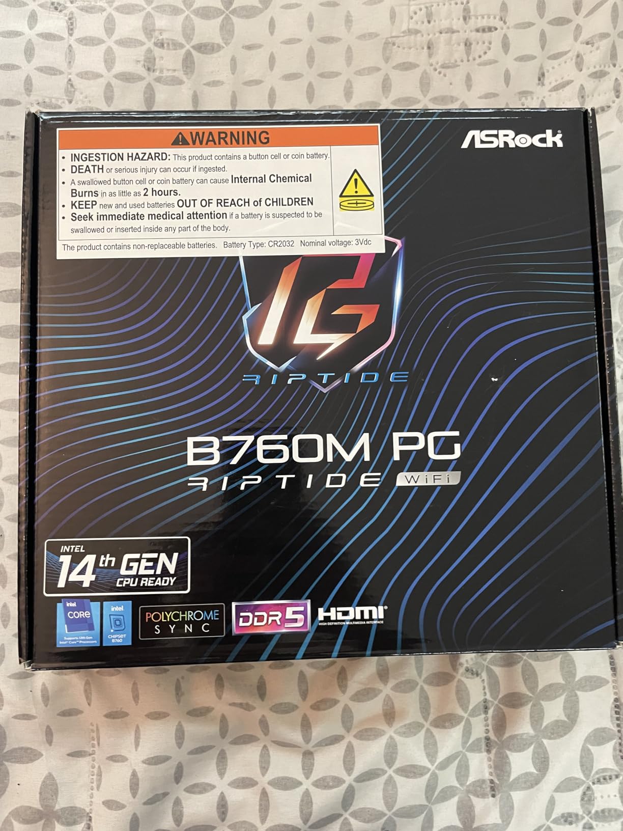 ASRock B760M PG Riptide WiFi Micro-ATX Motherboard | Supports 14th/13th/12th Gen Intel | DDR5 7200+ (OC) | WiFi 6E | 2.5G LAN | 14+1+1 Power Phase | Front & Rear USB-C customer photo 2