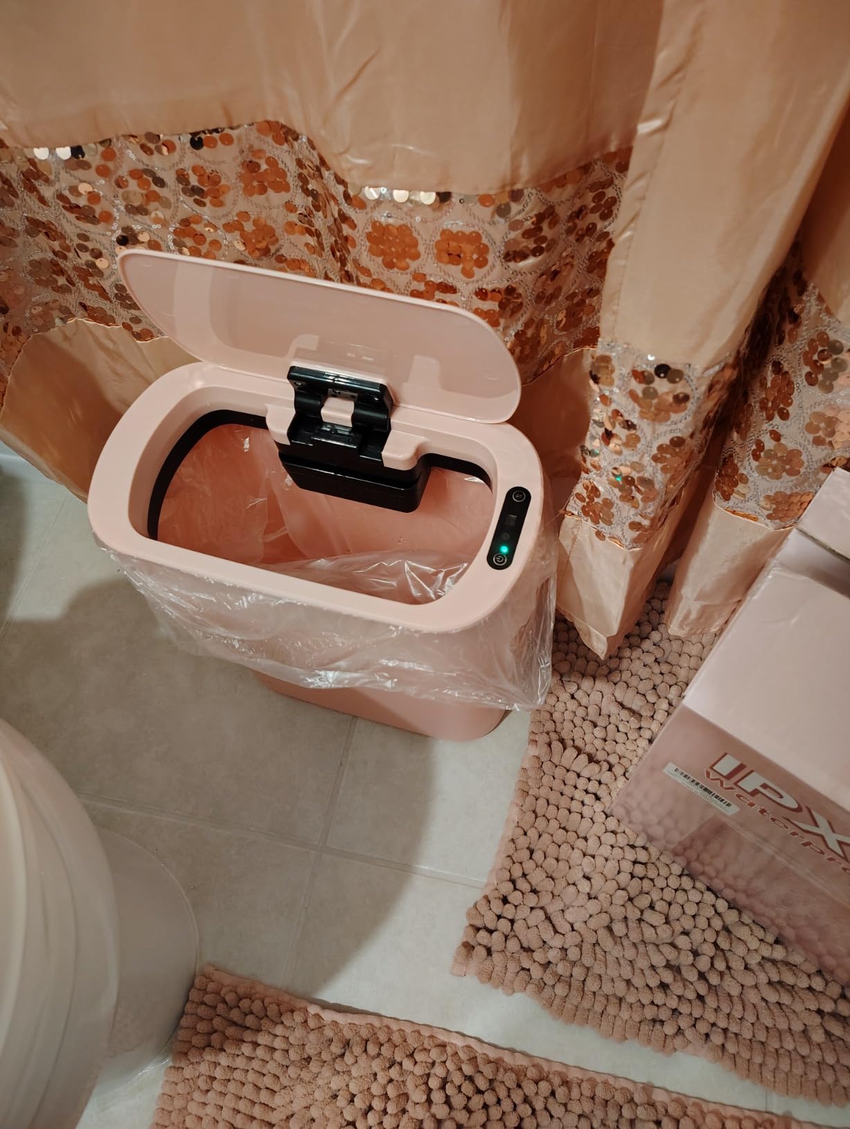 Cesun 5 Gallon Automatic Bathroom Trash Can with Lid, White, Touchless customer photo 1