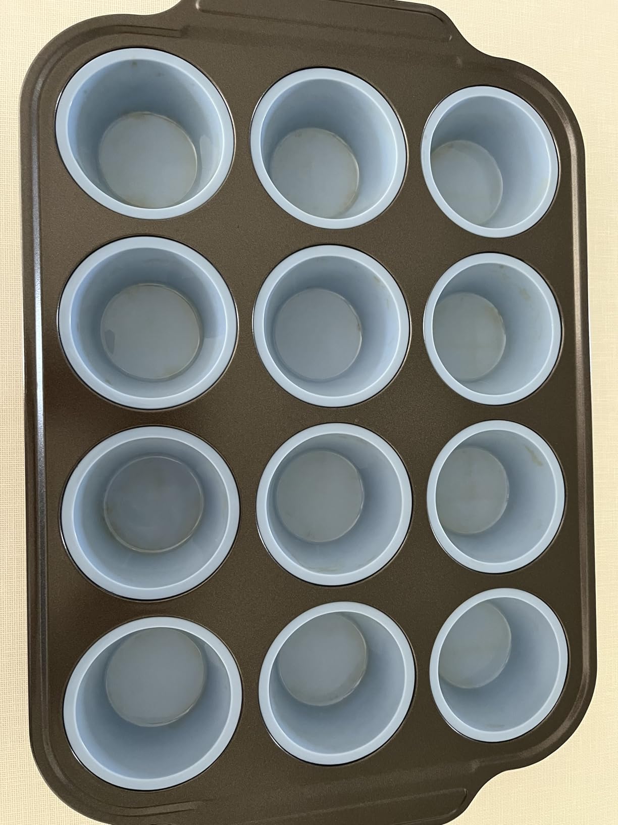 BRONYPRO Silicone Muffin Pans for Baking with Metal Frame, Egg Bite Molds, 12-Cup Regular Size Cupcake Pan, Easy-Release Nonstick Food-Grade Silicone, Cleaning Brush Included, Oven Safe, Blue customer photo 2