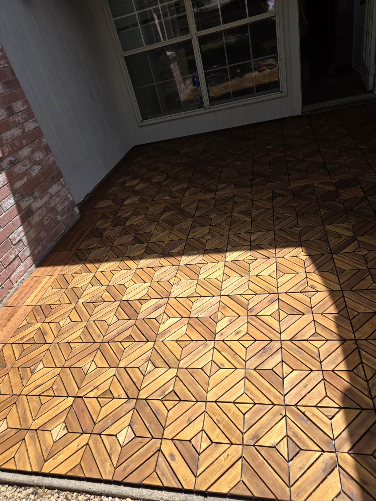 PrimeZone 27 PCS Solid Acacia Wood Interlocking Patio Deck Tiles Outdoor customer photo 2