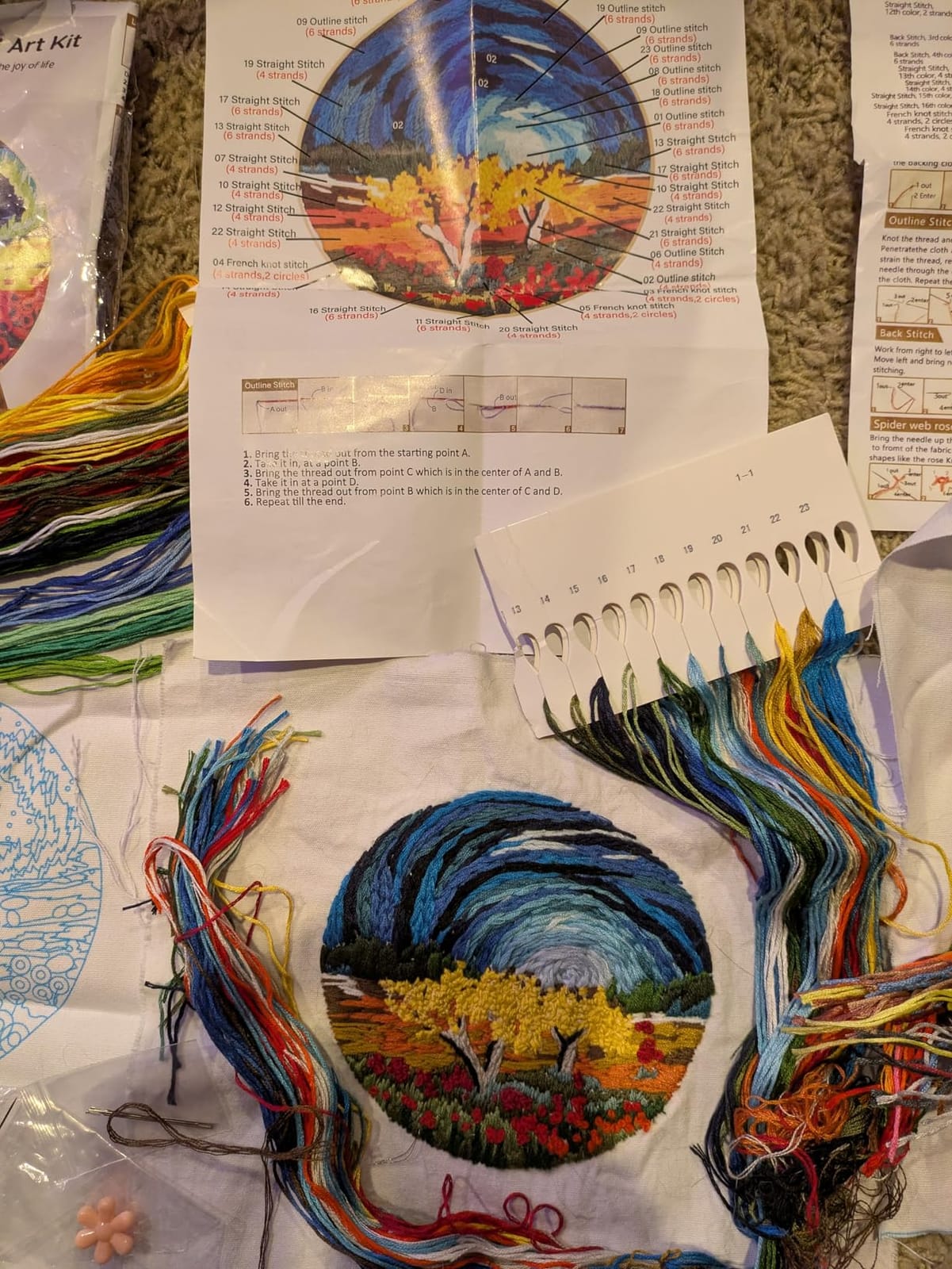 Maydear 4 Pack Embroidery Starter Kit with Pattern, Stamped Cross Stitch Kits for Beginners Adults with Embroidery Hoop and Instructions, Hand Embroidery Kit (Embroidery kit flower2) customer photo 2