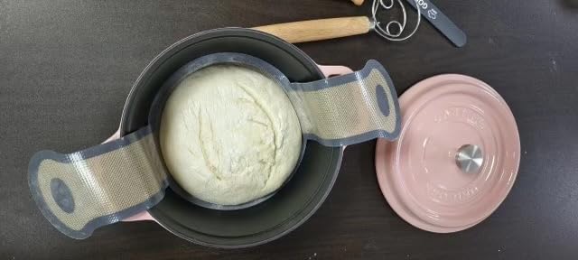 Silicone Bread Sling, 2 Pcs Silicone Baking Sling with Longer Handles, Non-Stick & Easy Clean Dutch Oven Baking Mat to Transfer SourDough Easily, Reusable Bread Mat Set customer photo 2