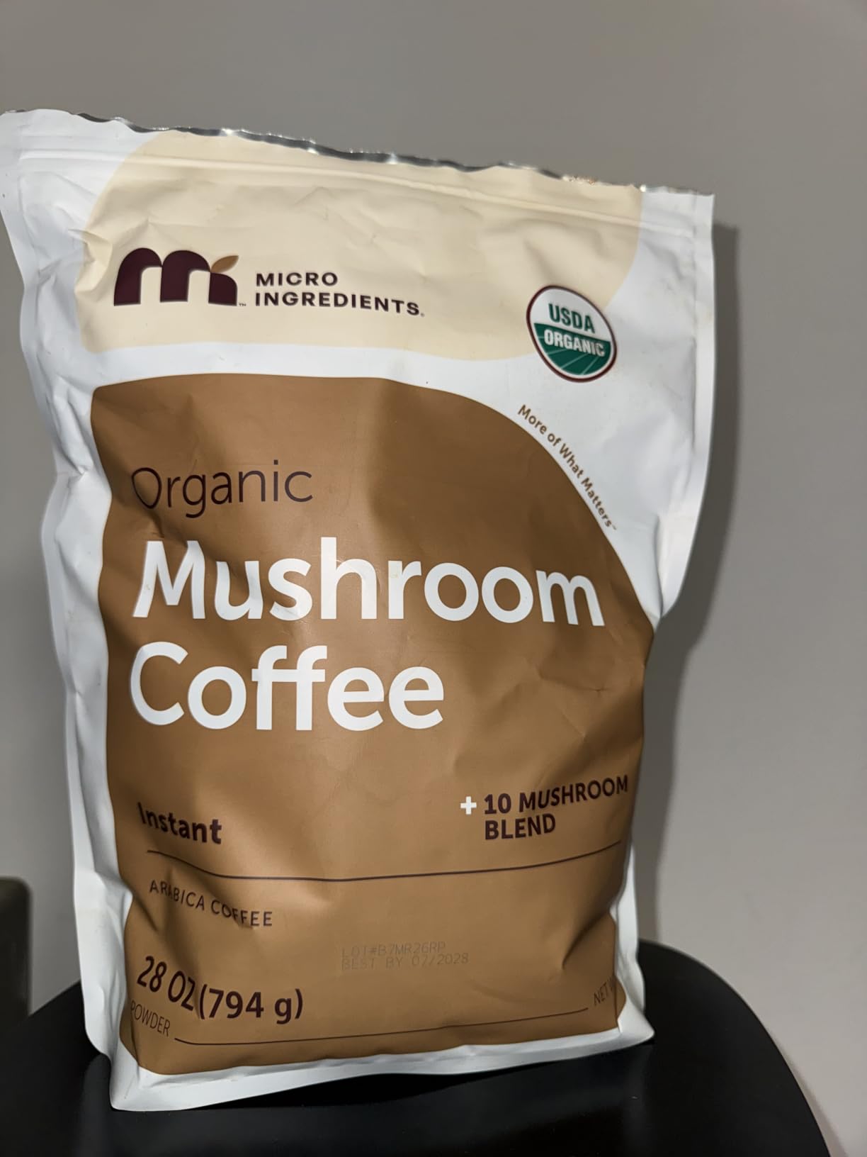 Organic Instant Mushroom Coffee, 14 oz | Medium Roast Arabica | 10-Mushroom Blend with Lion’s Mane, Reishi, Chaga, & More | Certified Organic | Gluten, Dairy, Soy & Tree Nut Free customer photo 1