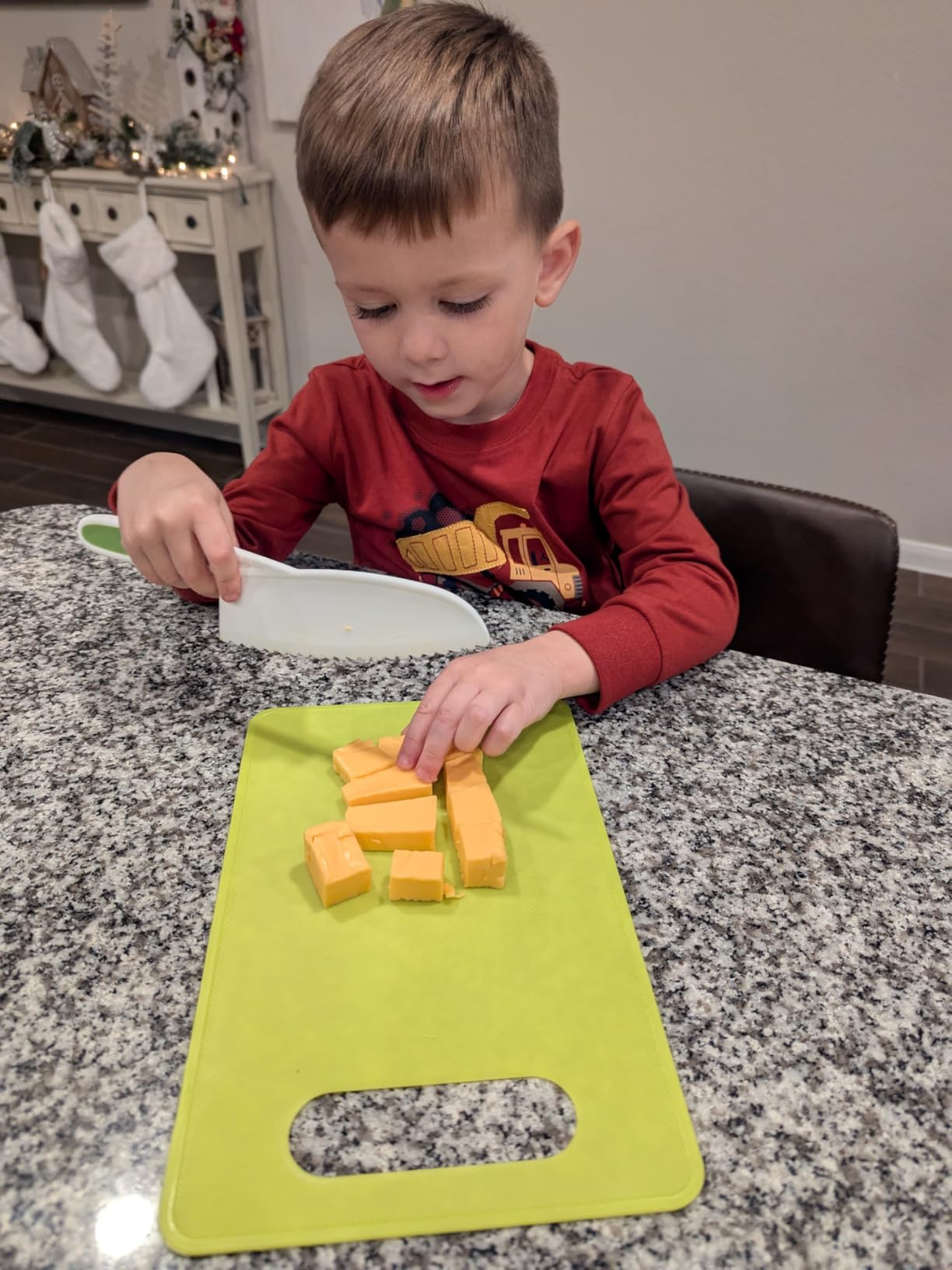 13 Pieces Montessori Kitchen Toys for Toddlers-Kids Cooking Sets Real-Toddler Toys Set for Real Cooking with Plastic Children Safe Knives Crinkle Cutter Kids Cutting Board customer photo 2