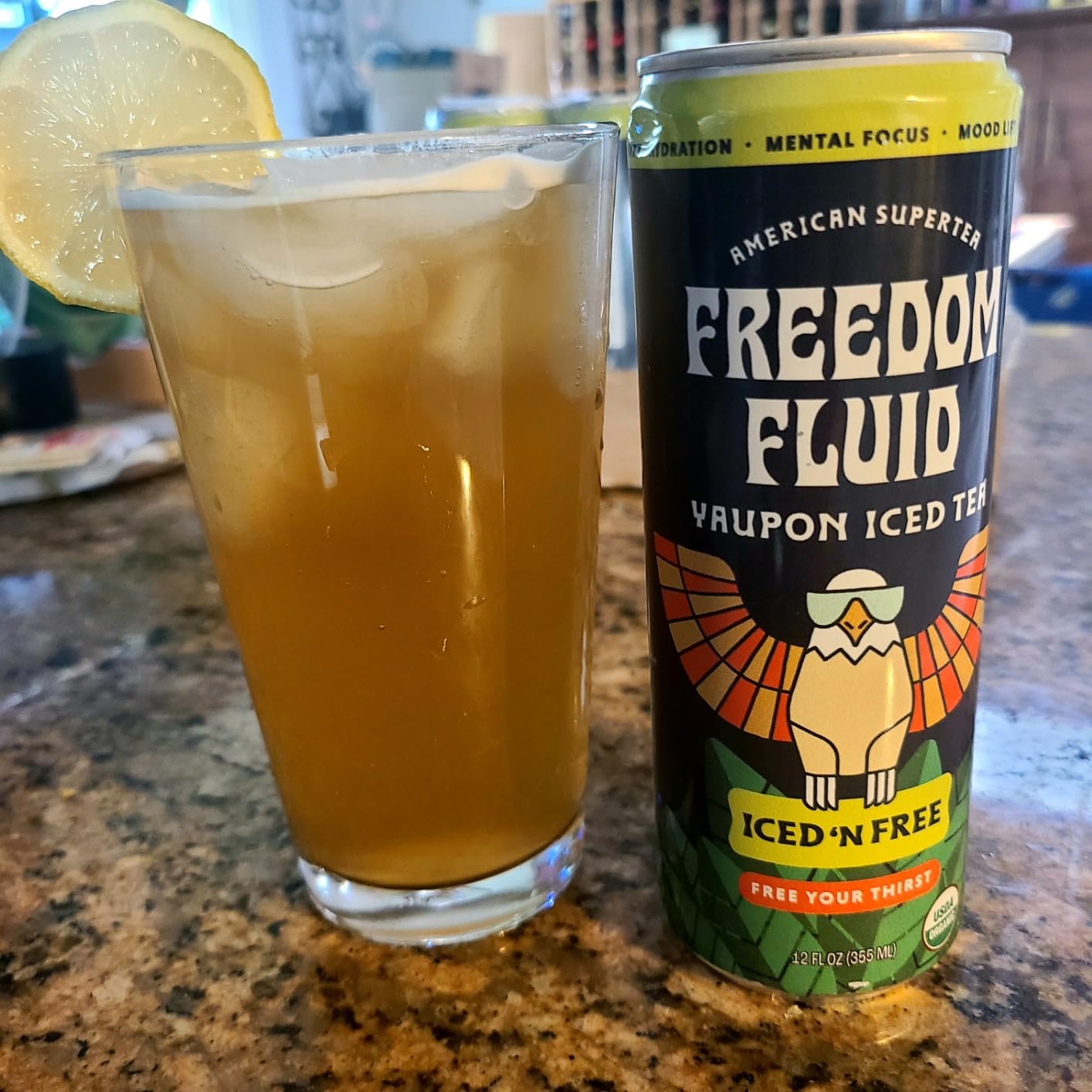 Freedom Fluid Organic Yaupon Iced Tea – Refreshing Lemon | Perfect Fall Beverage | Lightly Sweetened, Low Sugar, Low Calories, Real Brewed Tea, Clean Ingredients, Antioxidant Rich, Natural Caffeine | Lunchbox Beverage, Lime Soda Alternative & Office Drink, 12 Pack (12 oz cans) customer photo 2