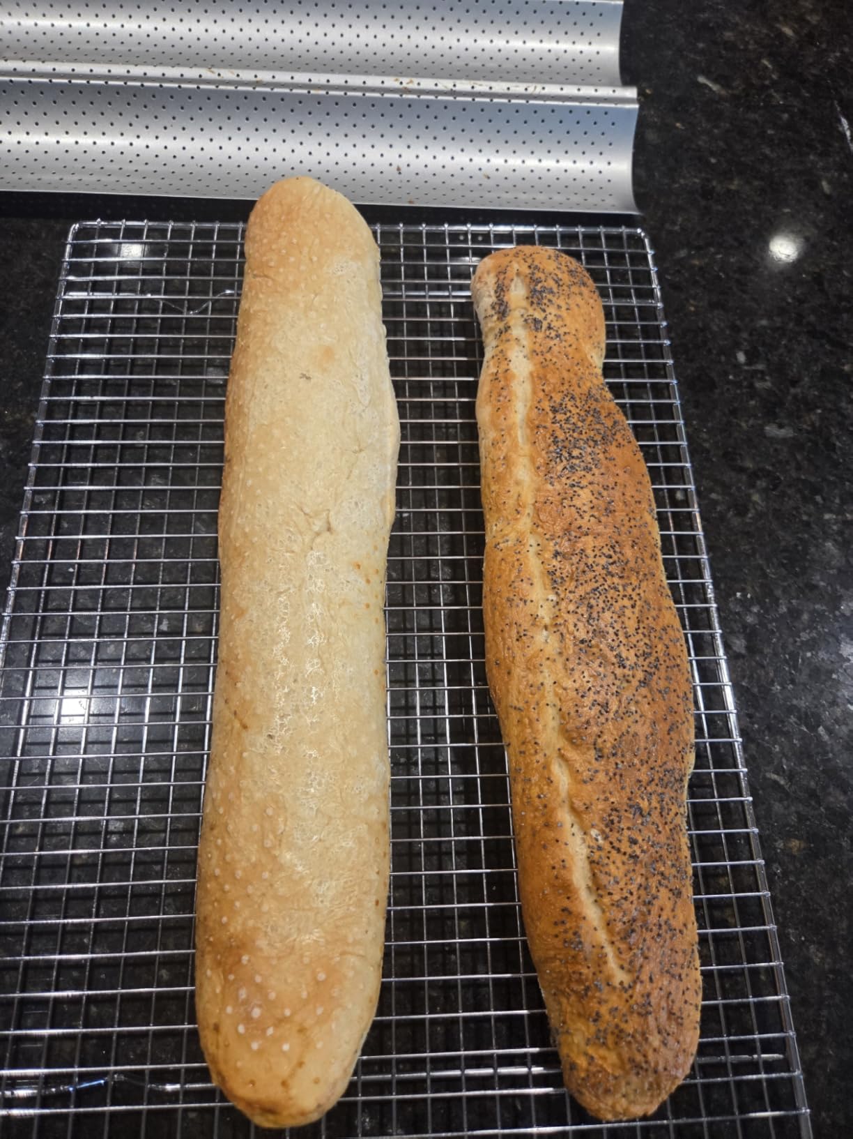 Pavsrmy Baguette Bread Pan, Premium Nonstick Perforated Baguette Pan for French Bread Baking, 4 Loaves Baguette Baking Tray for Sourdough, Italian Bread, Perfect for Creating Crisp Golden-Brown Crust customer photo 2