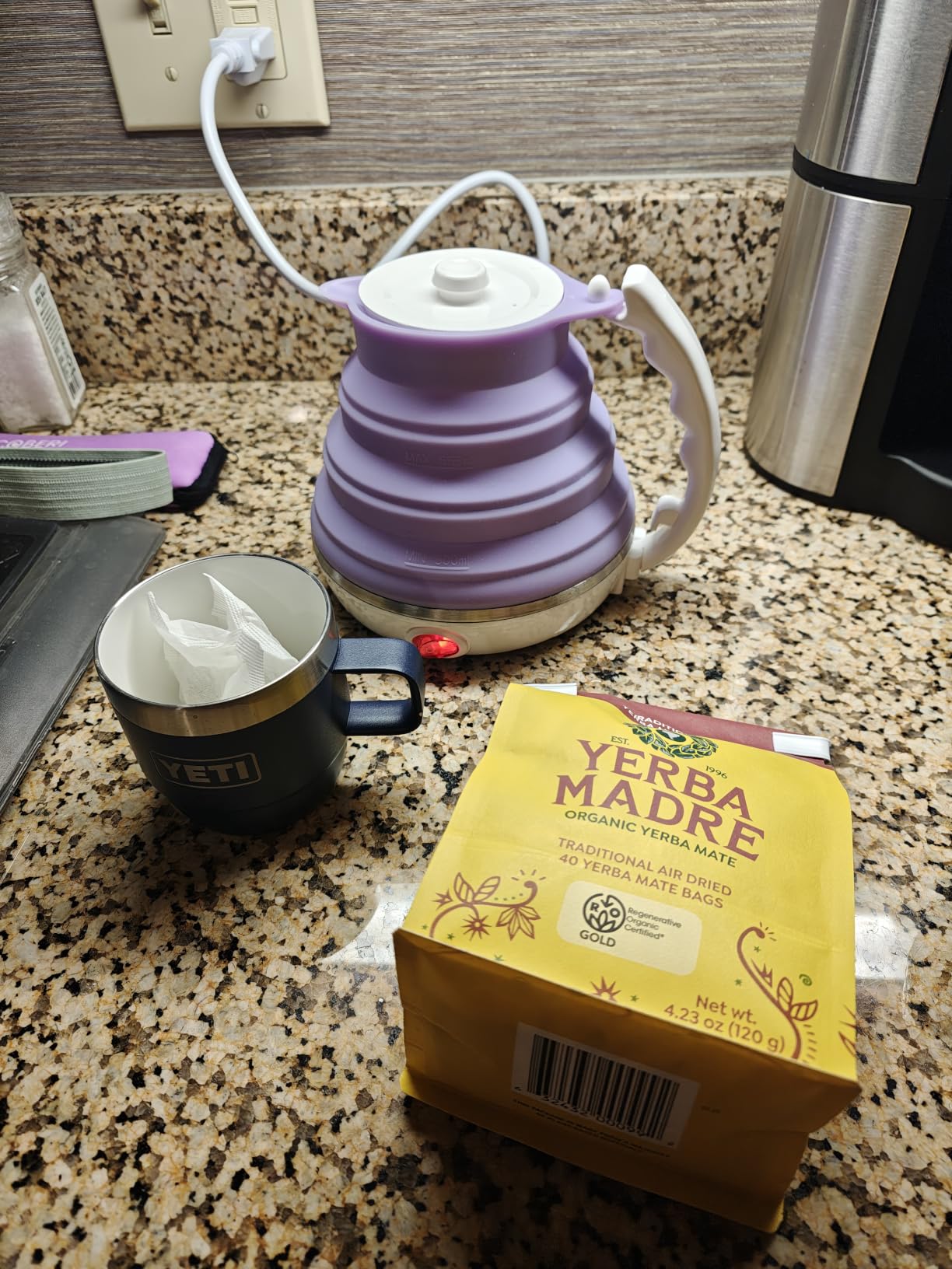Travel Electric Kettle Small, Collpasible Electric Kettle, Portable Tea Kettle + Paperless Collapsible Pour Over Coffee Dripper, Travel Pour Over Coffee Maker Camping Single Cup (Black) customer photo 1