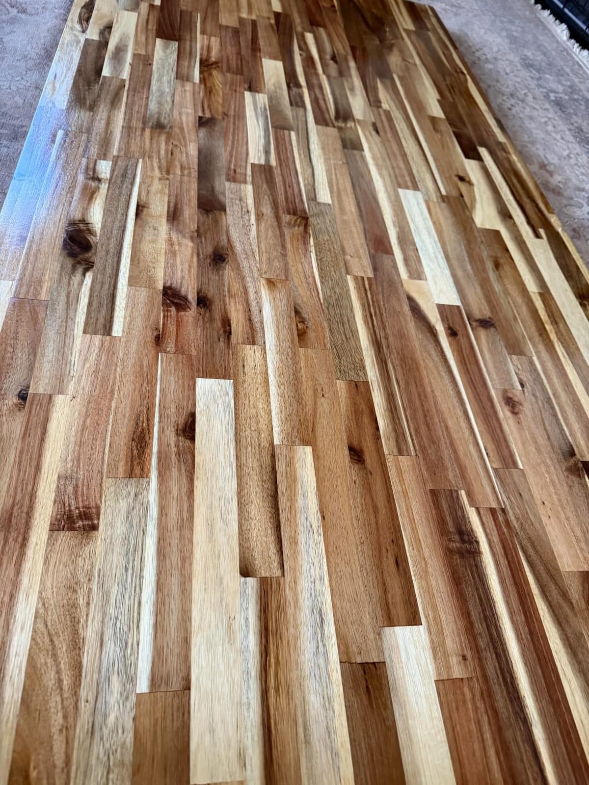 Howizz Acacia Butcher Block Countertop 96 x 25 x 1.5 Inches, Unfinished Solid Wood Table Top for DIY Desk Top, Workbench Top, Kitchen Countertop customer photo 1