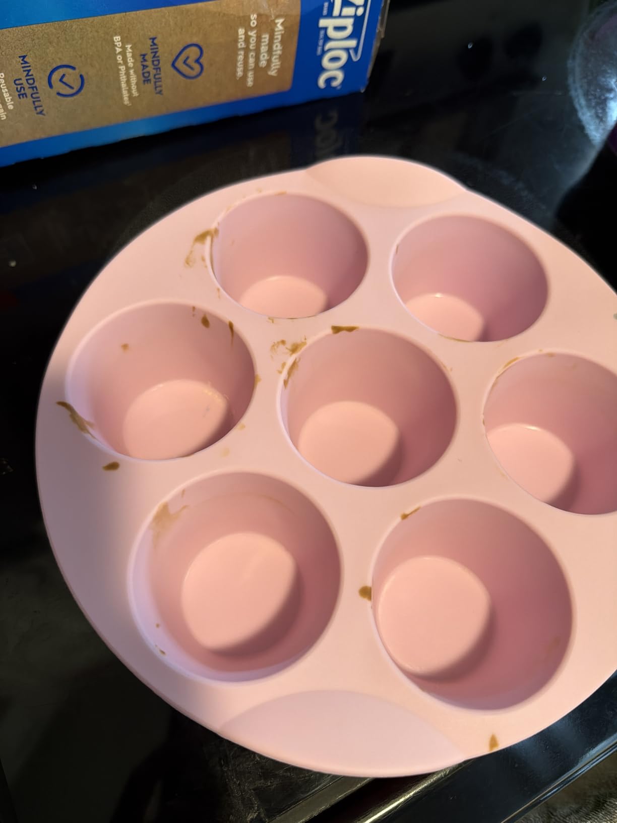 Sakolla 2 Pack Silicone Egg Bite Molds for Air Fryer, Nonstick 7 Cups Air Fryer Muffin Pan for Baking Egg Bite, Mini Muffins, Tart, Mini Cupcake and Quiche (Pink + Green) customer photo 2