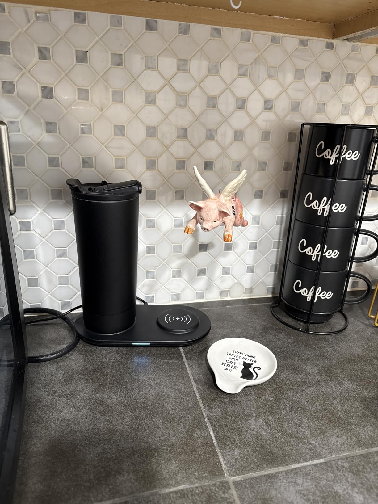 Temperature Control Heated Travel Mug Smart Self Heating Coffee Mug 20 Oz App Controlled LED Display coffee serving sets mug kept at a constant temperature for 4-10 hours (Black, 20 oz) customer photo 1