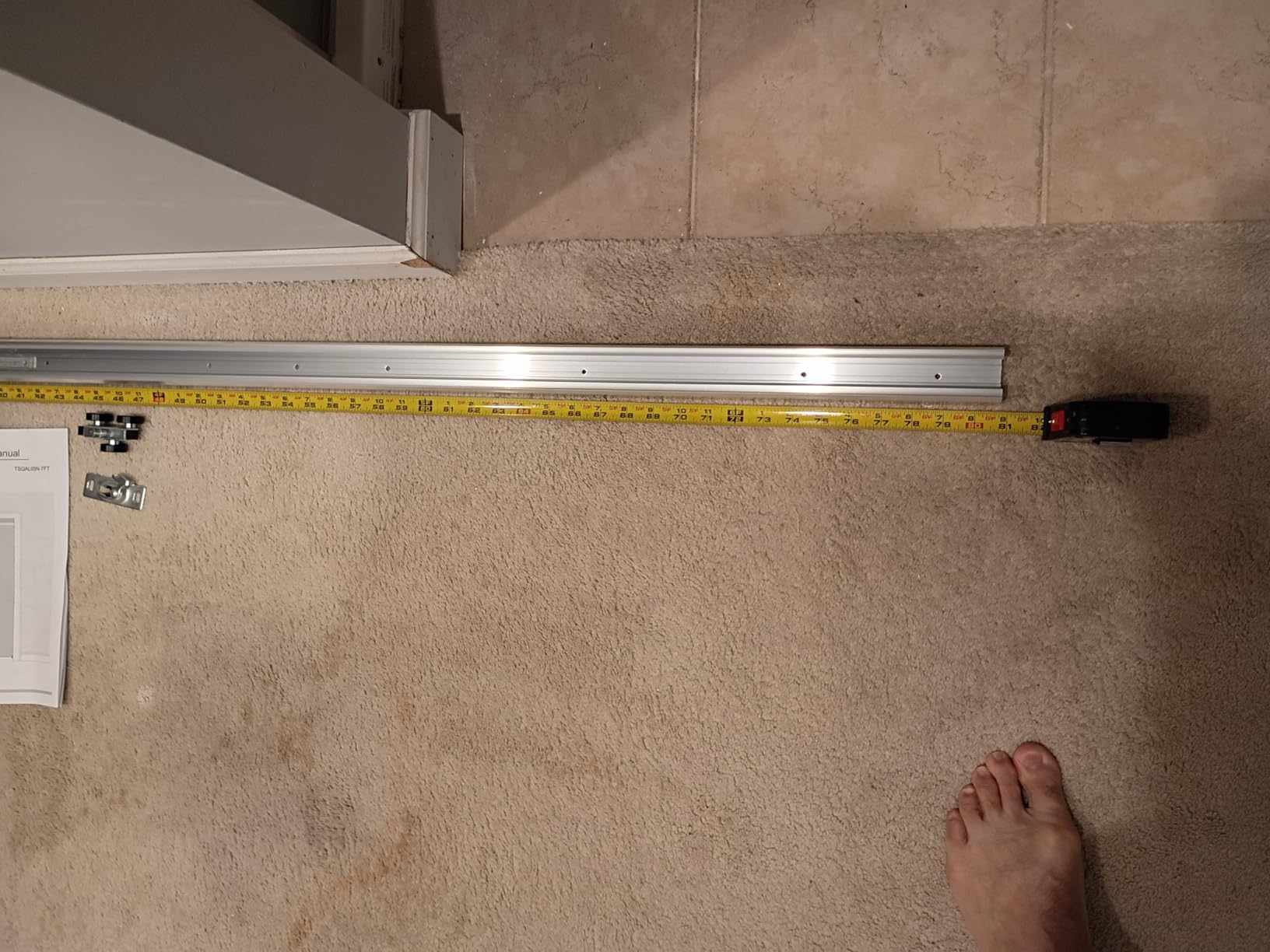 5FT Pocket Door Track Kit, Spliced Pocket Door Hardware 56.7