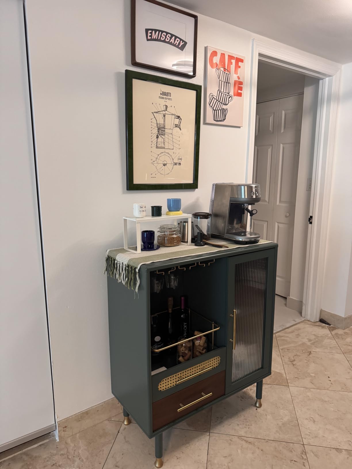 ARTPOWER Modern Coffee Bar Cabinet with Pull-Out Wine Storage, Green customer photo 2
