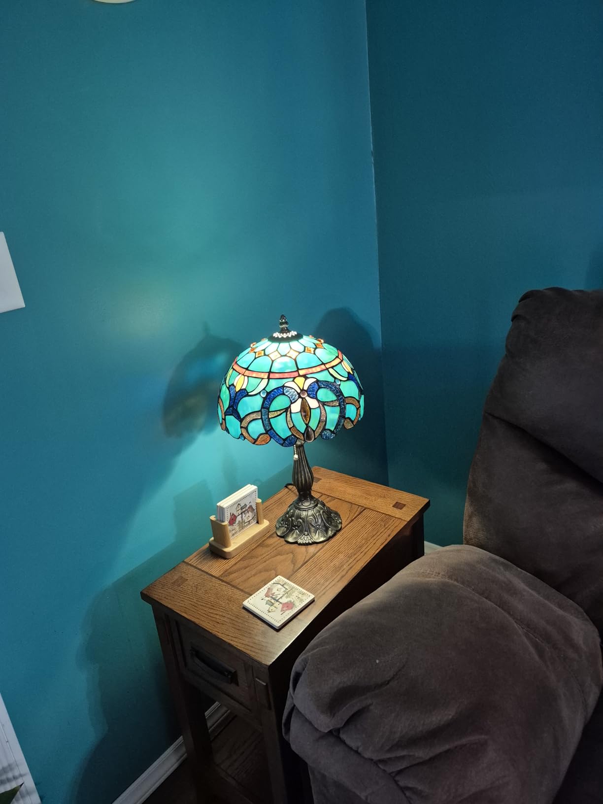 Tiffany Table Lamp Stained Glass Lamp 12X12X19 Inch customer photo 1