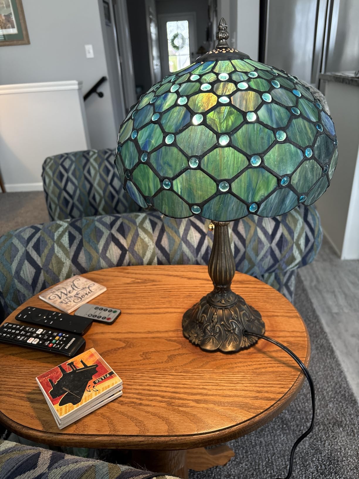 Tiffany Table Lamp Stained Glass Lamp 12X12X19 Inch customer photo 2