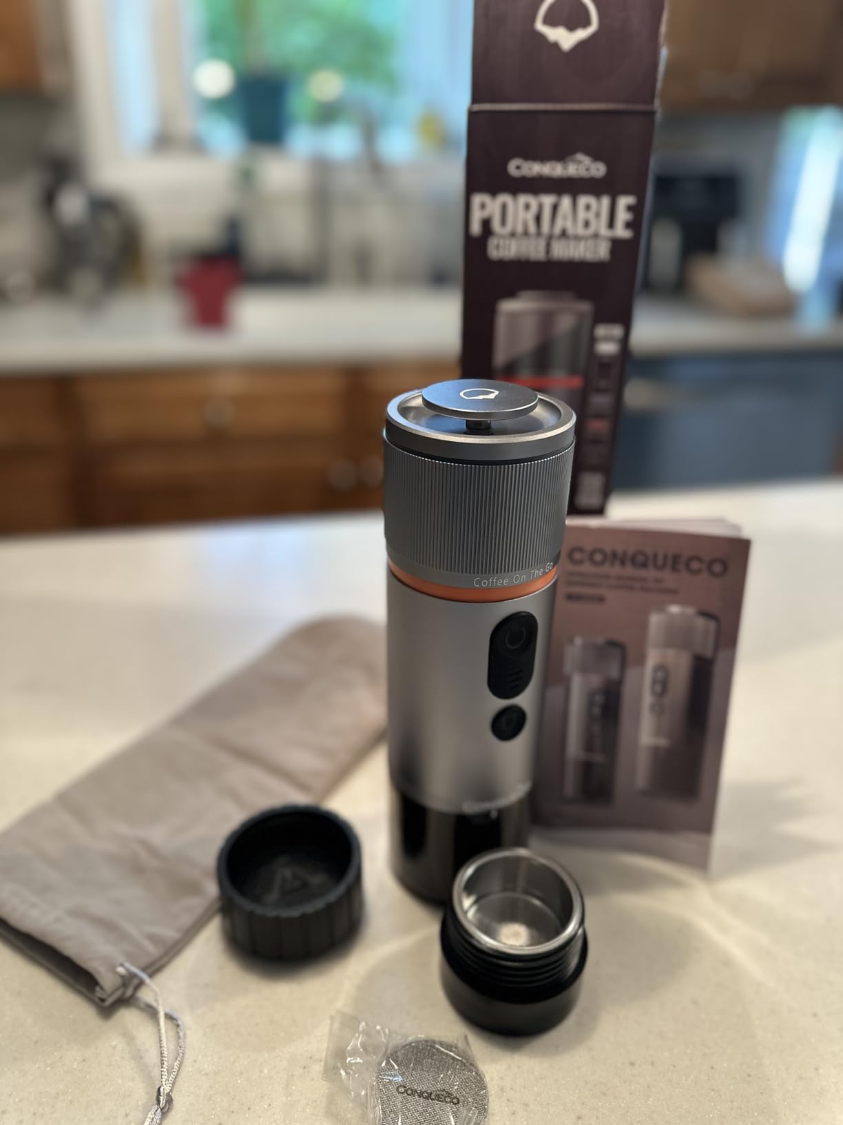 CONQUECO Self-Heating Portable Espresso Machine: Travel Coffee Maker with 13500mAh Battery - 12v Small Electric Fast Heating - Set for Ground Coffee & NS Capsule for RV, Car, Hiking, Office, Camping customer photo 1
