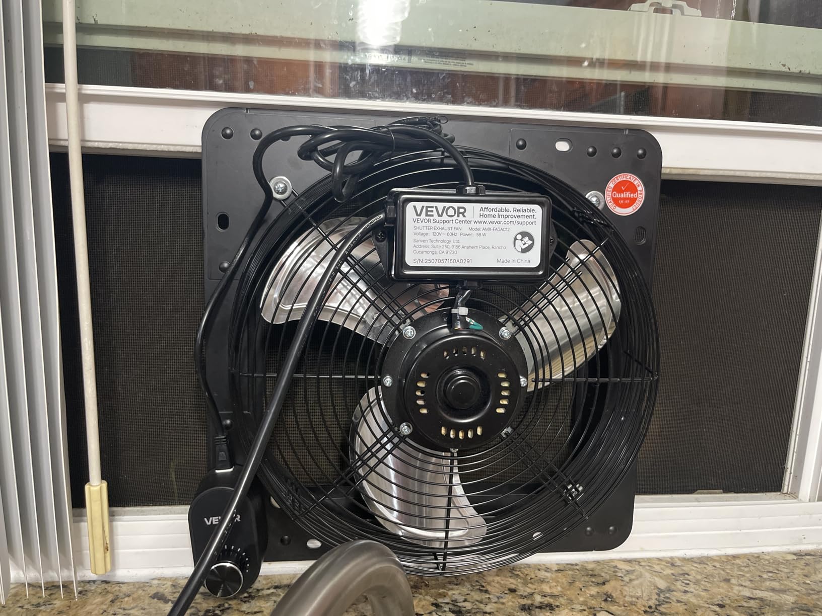 VEVOR 10'' Exhaust Fan, Wall Mounted Attic Fan with Variable Speed controller, 900 CFM, Automatic Shutter, Ventilation and Cooling, Black customer photo 2
