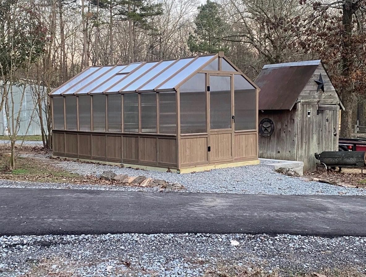 Yardenaler 6x12 FT Greenhouse Kit, Wood Greenhouses with 6MM Thick Polycarbonate Panel for Outdoor, Walk-in Green House with Lockable Door & Adjustable Roof Vent, Backyard, Garden, Light Mocha Brown customer photo 1