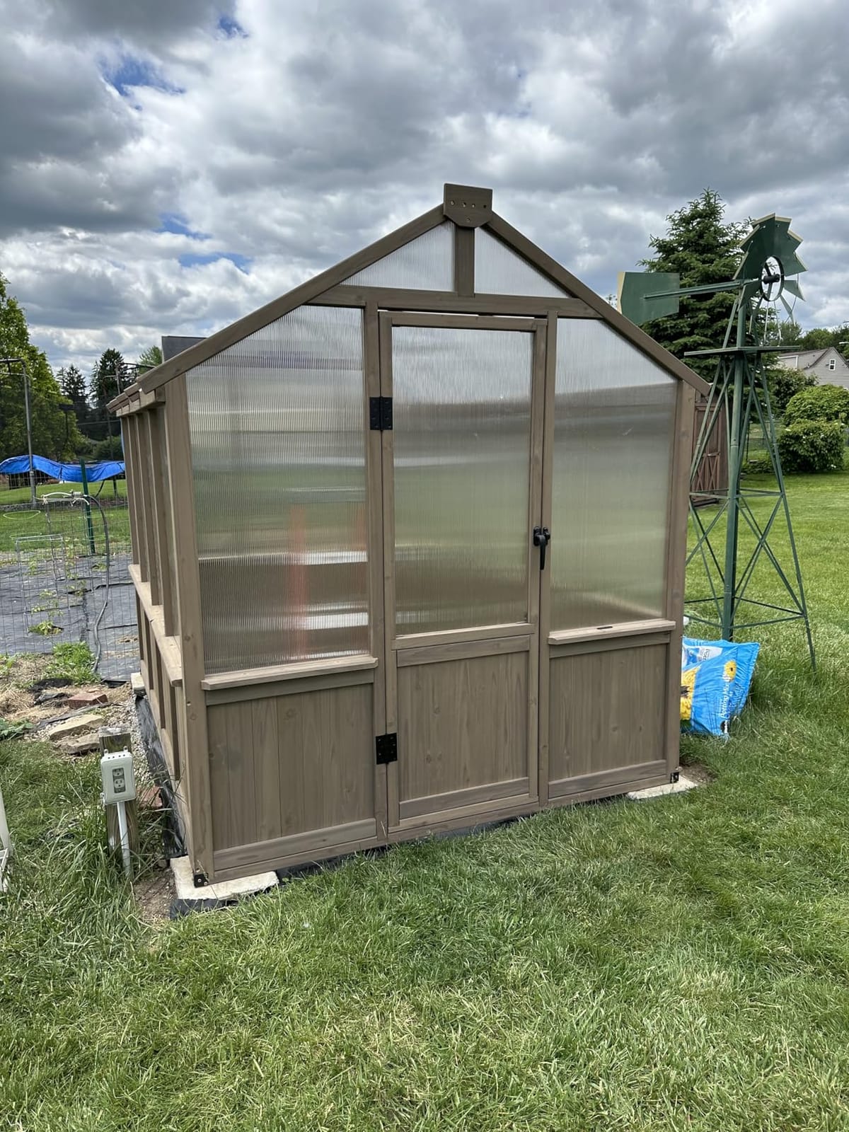 Yardenaler 6x12 FT Greenhouse Kit, Wood Greenhouses with 6MM Thick Polycarbonate Panel for Outdoor, Walk-in Green House with Lockable Door & Adjustable Roof Vent, Backyard, Garden, Light Mocha Brown customer photo 2
