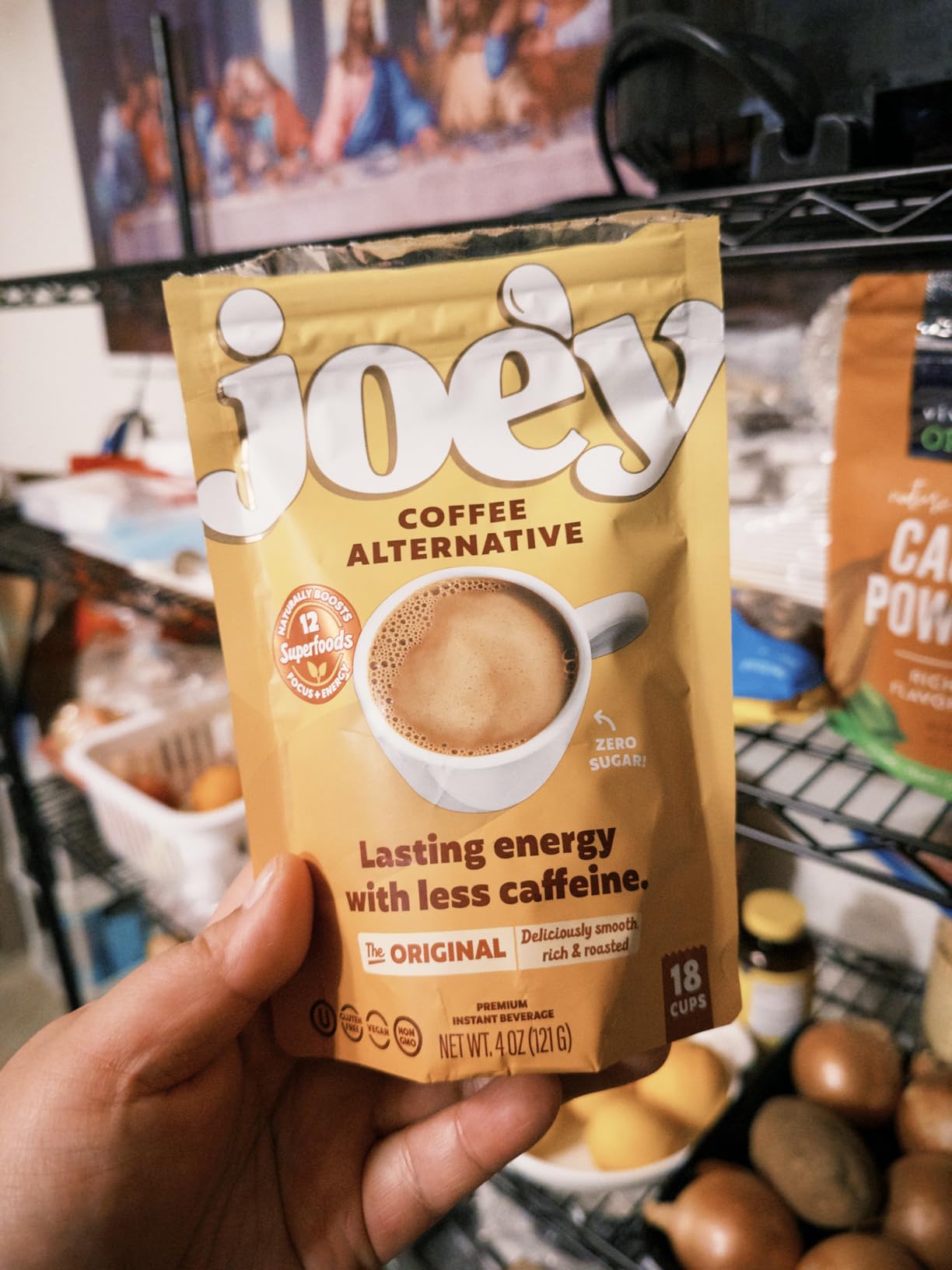 Joe'y Mushroom Coffee Alternative with Cacao Dandelion Root and Chicory, Instant Mushroom Coffee Substitute with Superfoods, Vegan Gluten-Free Energy Drink for Focus and Calm, 20 Servings customer photo 2