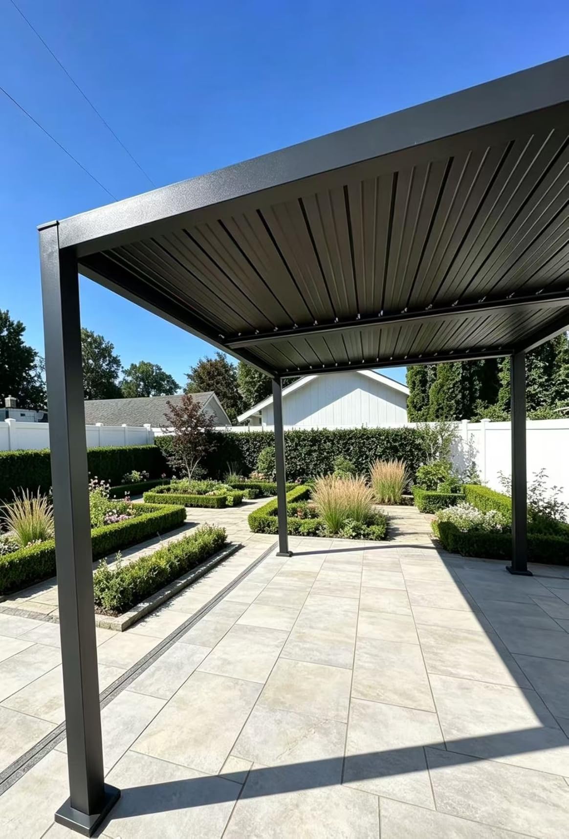 Aoxun Motorized Louvered Pergola 9'x12' with LED Lights & Power Outlet customer photo 2