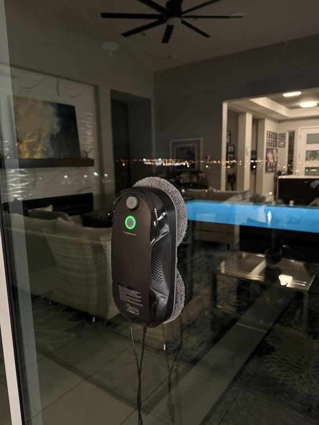 Tosima W5 Window Cleaning Robot, 6400Pa Max Adaptive Suction, Smart Window Cleaner with Triple Safety System, Intelligent Navigation, Remote Control, for All Smooth Surfaces, Black customer photo 1