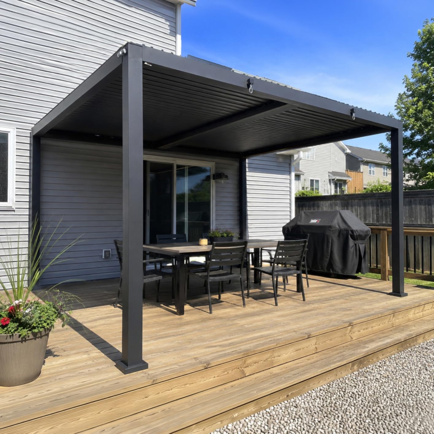 LazySunsets Motorized Louvered Pergola 9x12 with LED, Fan & Power Outlet customer photo 1
